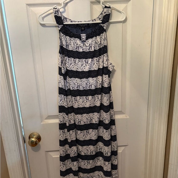 Blue and White Striped Women's Dress - Picture 1 of 2